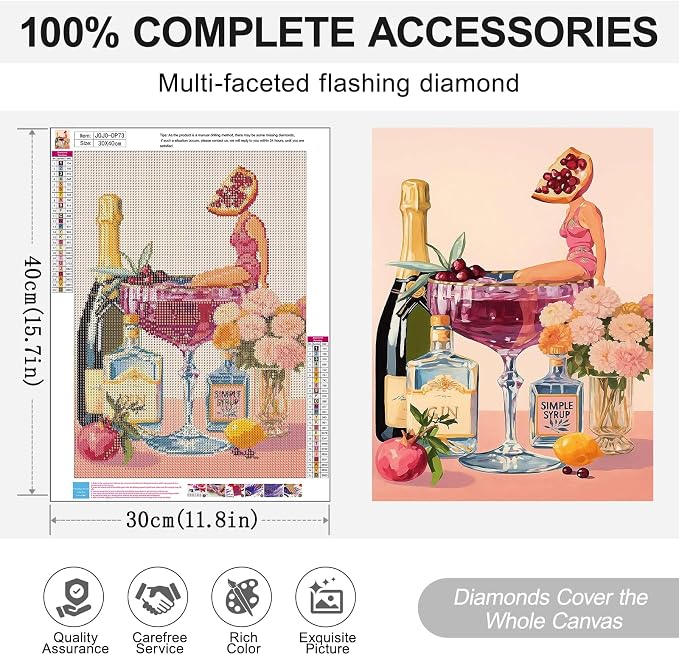 Cocktail Diamond Art Kits for Adults, 5D DIY Diamond Painting Kits for Beginner - Image 6