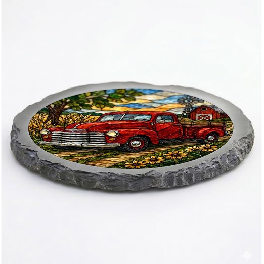 Magnolia Garden 10-Inch Vintage Red Truck Stepping Stone - Image 3