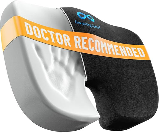 Everlasting Comfort Doctor Recommended Memory Foam Seat Cushion for Office Chairs & Car Seat - Ergonomic Office Desk Accessories for Tailbone Pain Relief, Sciatica & Back Support