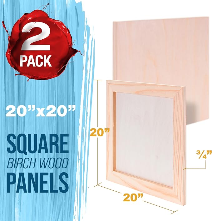 U.S. Art Supply 20" x 20" Unfinished Cradled Wood Panels - Image 2