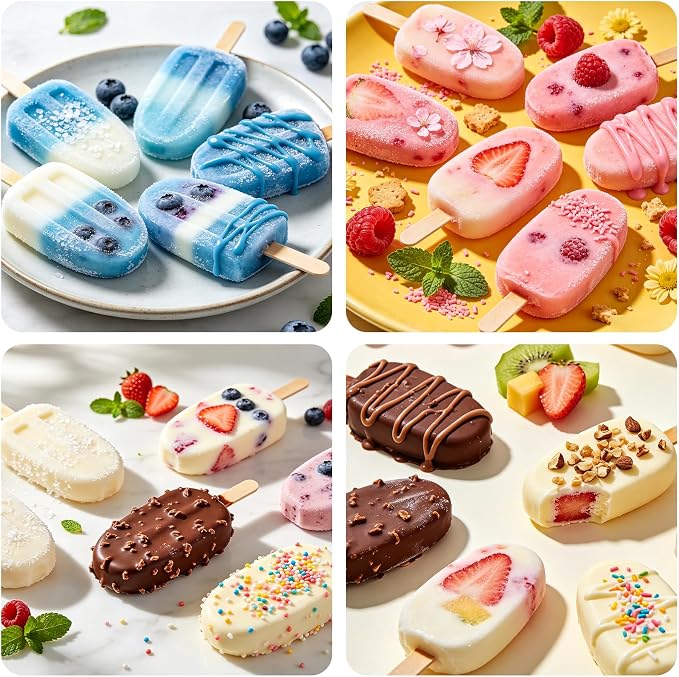 Popsicles Molds, Reusable Silicone Ice Pop Cream Cakesicle Maker Mold 4 Cavities - Image 6
