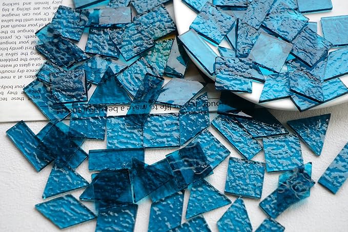 Large Size Textured Transparent Glass Mosaic Tiles, 200g Stained Glass Pieces - Image 3