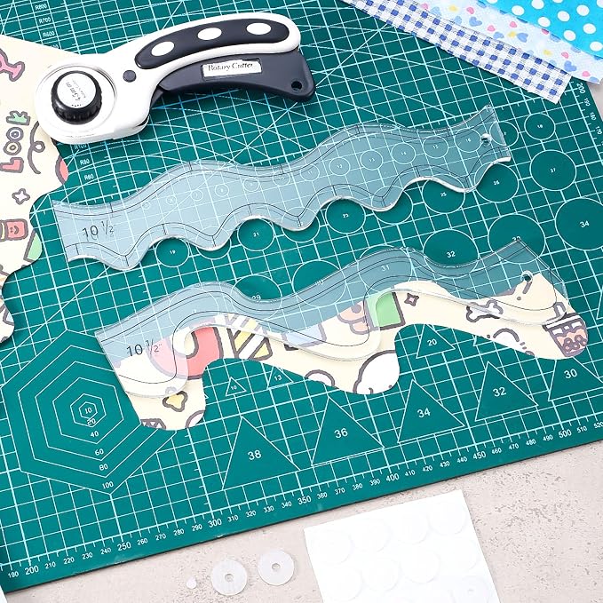 Kigley 2 Pcs Free Motion Quilting Templates Waves Acrylic Quilting Rulers - Image 6