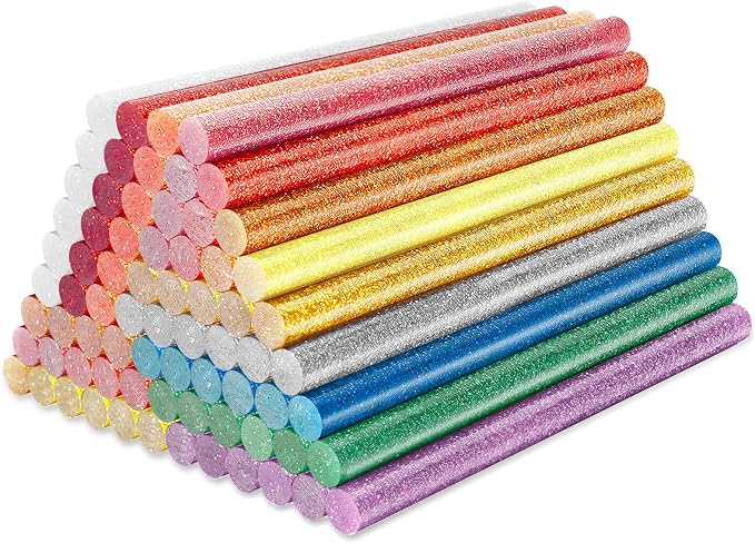 Colored Hot Glue Sticks Mini, 3.93 x 0.27 in Glitter Glue Stick, EVA Adhesive by ENPOINT