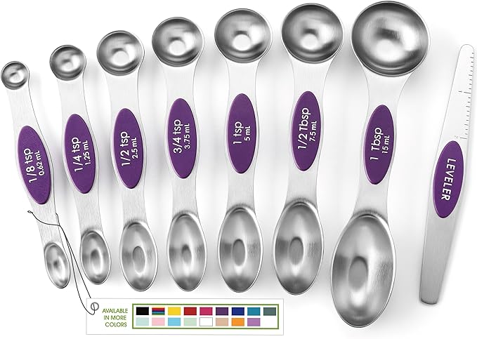 Spring Chef Purple Stainless Steel Magnetic Measuring Spoons Set of 8 by SpringChef