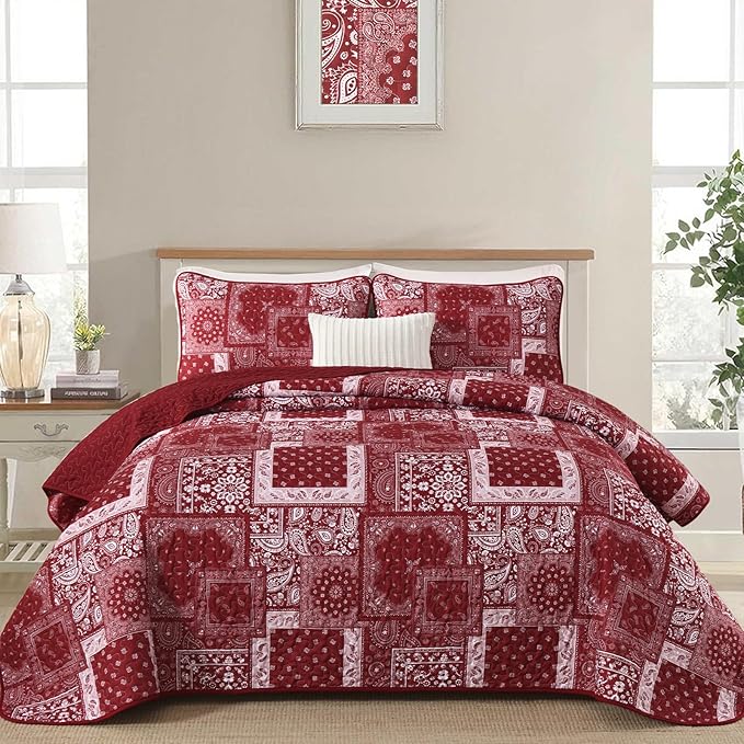 Cottolester Boho Patchwork Quilt Set Queen Size by Cottolester