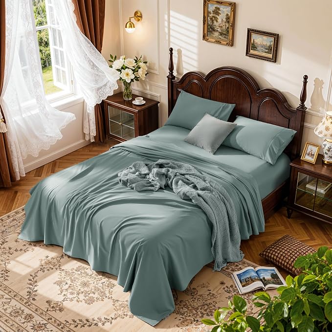 LBRO2M 100% Cotton Sheets Set Deep Pocket 19", 1000 Thread Count King Size 4 by LBRO2MBedding