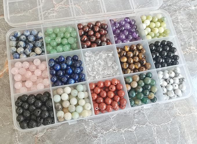 750pcs 6mm Natural Stone Beads Crystal Bracelet Jewelry Making Kit, 15C | - Image 3