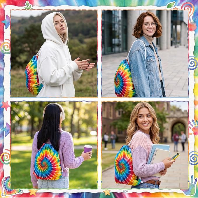 120 Pcs White Tie-Dye Cotton Drawstring Bags - Image 4