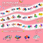 Gionlion 1000PCS Polymer Clay Beads Bracelet Making kit, 24 Style Cute Fun - Image 2