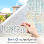 rabbitgoo Window Privacy Film, Mosaic Stained Glass Film, 17.5" x 78.7" | - Image 6