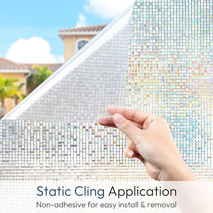 rabbitgoo Window Privacy Film, Mosaic Stained Glass Film, 17.5" x 78.7" | - Image 6