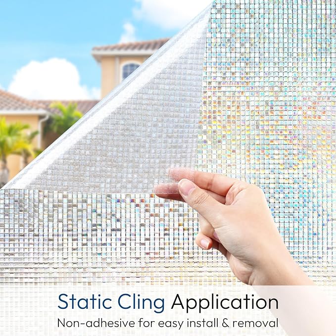 rabbitgoo Window Privacy Film, Mosaic Stained Glass Film, 23.6" x 78.5" | - Image 6