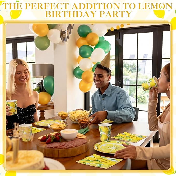 Pickmesh 400 Pcs Lemon Party Supplies Summer Fruit Disposable Plates Napkins - Image 4