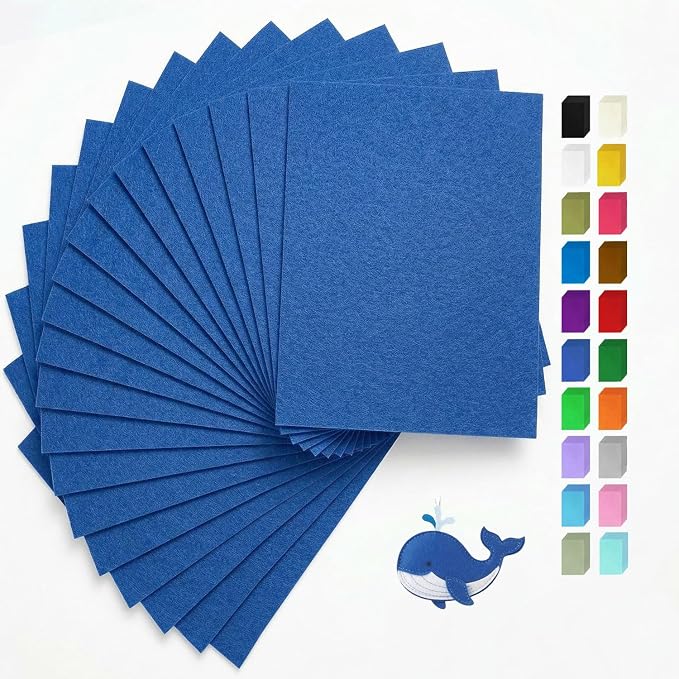 Royal Blue Felt Fabric Sheets Stiff 20 Pcs 8" X 12", 1mm Thick Assorted Color by FANOMMI