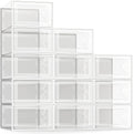 SEE SPRING 12 Pack Shoe Storage Box, Clear Plastic Stackable Shoe Organizer for Closet, Space Saving Foldable Shoe Rack Sneaker Container Bin Holder