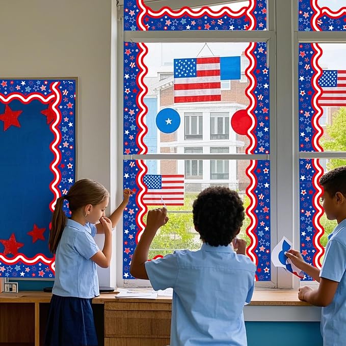 69Feet Patriotic Bulletin Board Border 4th of July Red Blue White Stars - Image 4