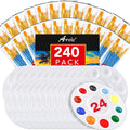 AROIC Paint Brushes Palette Set, 24 Pack/240Pcs Acrylic Paint Brushes and 24 by AROIC