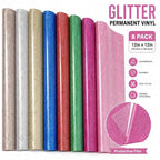 Glitter Permanent Vinyl, 8 Pack 12" x 10" Sparkle Glitter Adhesive Vinyl Sheets - Image 2