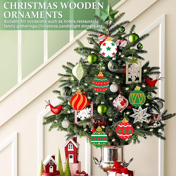 Wooden Christmas Ornaments to Paint Bell Decoration Cutouts Unfinished 36PCS - Image 4