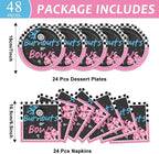 24 Guests Burnouts or Bows Gender Reveal Paper Plates Napkins Gender Reveal - Image 2