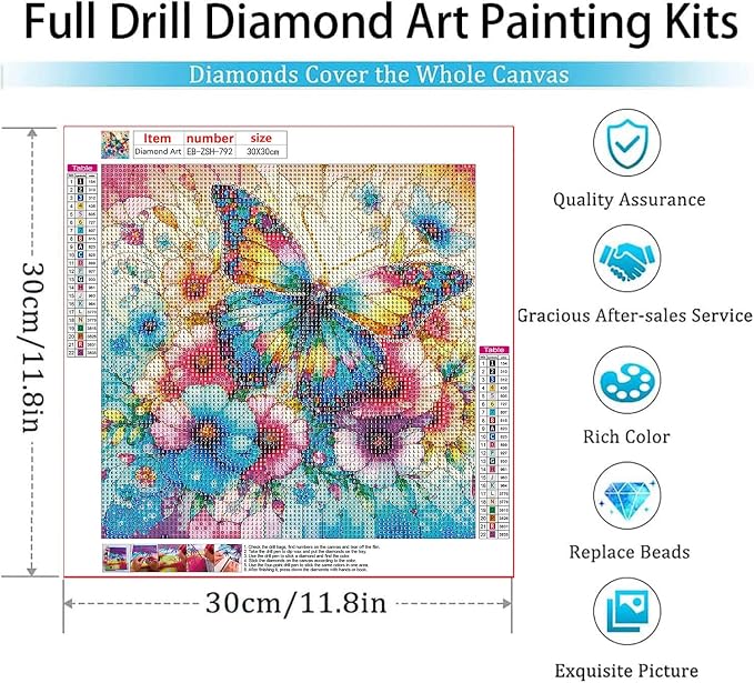 EIBEILI Diamond Art Kits for Adults-Butterfly Flower Diamond Painting Kits | - Image 4