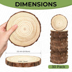 FSWCCK 30 Pack Nature Unfinished Wood Slices, 3.5-4 Inches Round Wooden Circle - Image 2