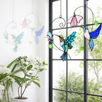 2 Packs Hummingbird Stained Glass Window, Stained Glass Window Hanging - Image 2