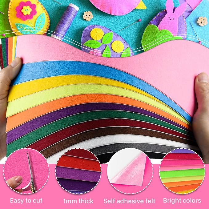 Morcheiong 24 Pcs Self Adhesive Felt Sheet Soft Felt Sheets - Image 3