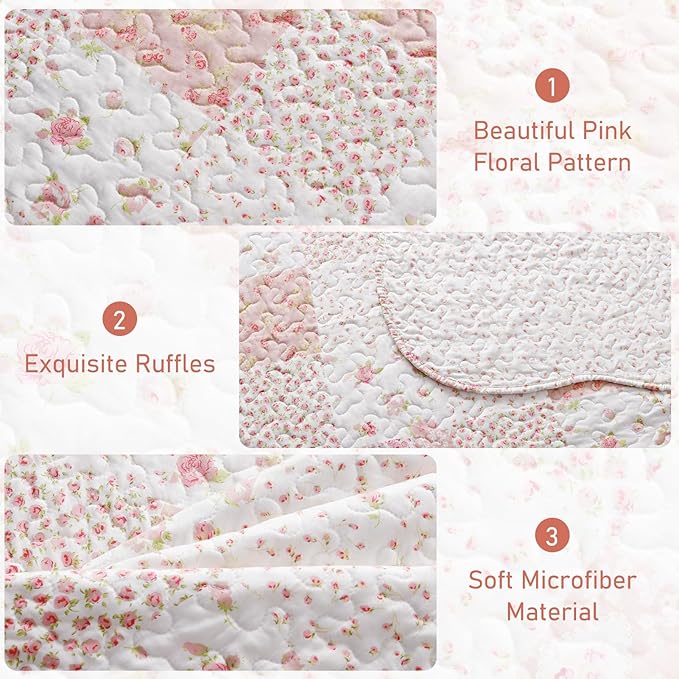 GOONE King Quilt Set 104"x90", 50% Cotton Blend Lightweight Washed Coverlet - Image 5