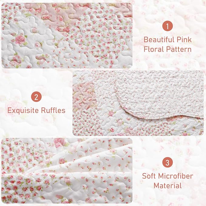 GOONE Twin Quilt Set 68"x86", Lightweight Washed Coverlet, Reversible Spring & - Image 5