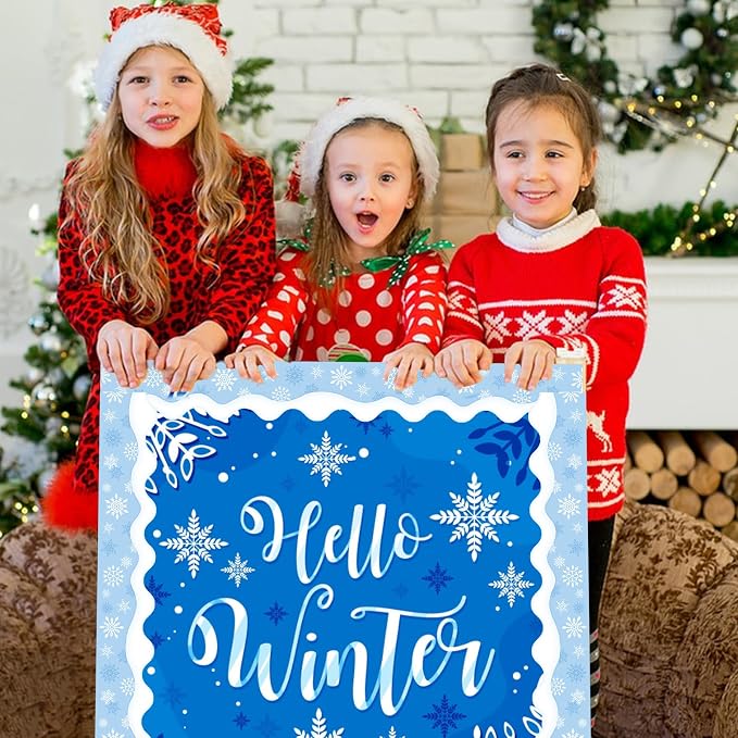 69ft Winter Snowflake Border，Scalloped Rolle Trim Light Blue Classroom Borders - Image 7