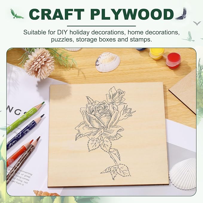 HARFINGTON 6pcs 3mm Basswood Plywood Sheets 8" x 8" x 1/8" Thin Unfinished - Image 5