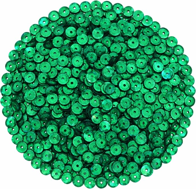 Mandala Crafts 6mm Cup Holographic Emerald Sequins - Image 2