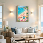HomeifHue Funky Turquoise Beach Wall Art Colorful Coastal Umbrella Painting - Image 8