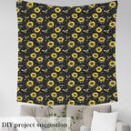 Feelyou Sunflower Fabric by The Yard, Cute Bees Floral Upholstery Fabric - Image 3