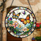 DASTOLL Stained Glass Window Hanging, Butterflies Flying in The Sky Suncatcher - Image 2