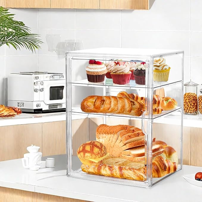 Attelite Pastry Display Case, 4 Layers Adjustable Clear Bread Box - Image 5