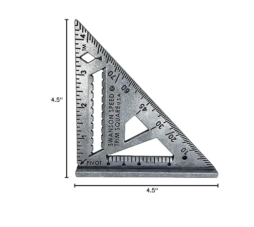 Swanson 4 1/2" Trim Speed Square | Made in the USA aluminum alloy rafter square - Image 10