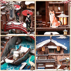 Fsolis Book Nook Kit for Adults – Japanese DIY 3D Wooden Puzzles | Japan Winter - Image 7