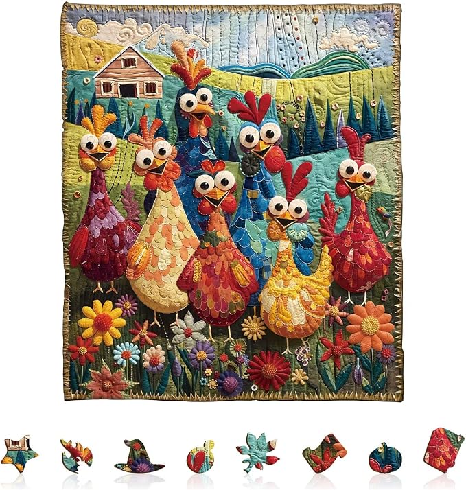 Chicken Puzzles Funny Hen Rooster Rainbow Farm Animals Puzzle Adults Gifts by Jollitot