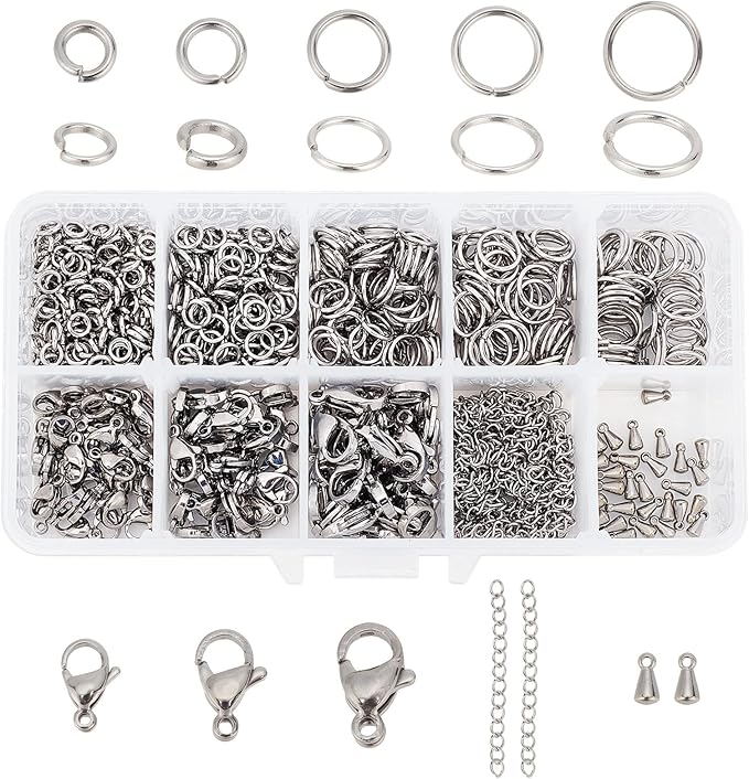 PH PandaHall 830pcs Jewelry Making Findings Stainless Steel by PHPandaHall