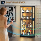 71” Display Cabinet with Glass Doors, Modern Curio Cabinet with 3 Color Lights - Image 4