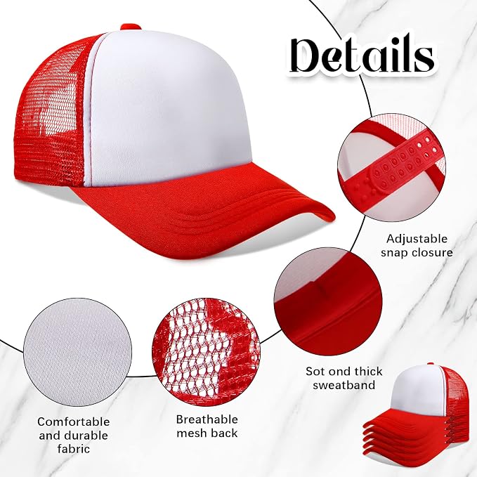 Vabean 24 Pack Sublimation Blank Cap Trucker Mesh Cap Unisex Plain Blank - Image 3