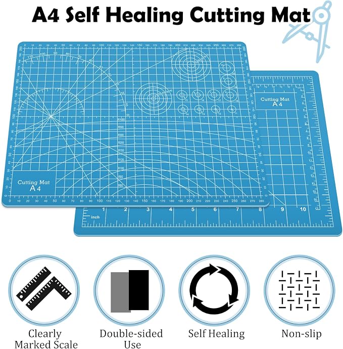 A4 Cutting Mat, Small Self Healing Sewing Mat 12in x 9in Rotary Cutting Mat - Image 3