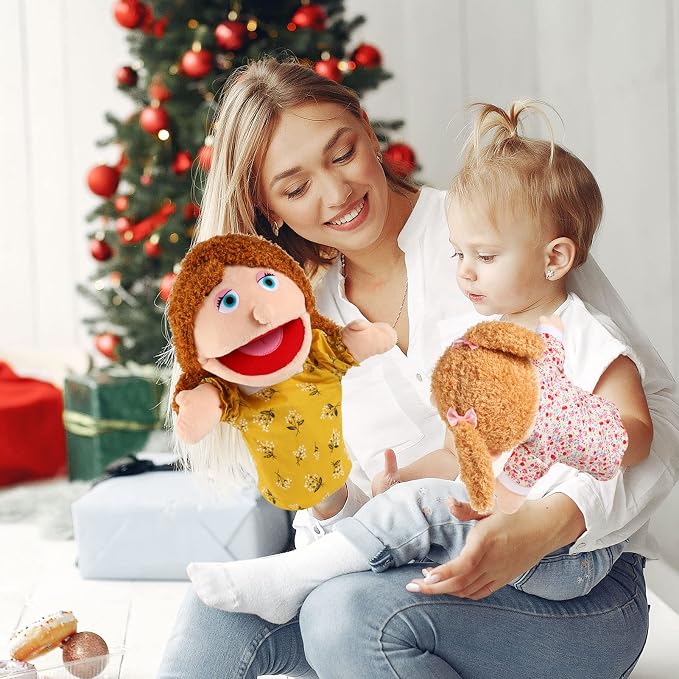 6 Pcs Family Hand Puppets 12 Inch Grandparents, Mom & Dad, Brother & Sister - Image 2