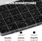 31000Pcs Black Rhinestones for Bedazzling, Flat Back Resin Gemstone Crystal - Image 3