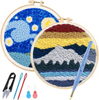 Allazone Punch Needle Starter Kit, Pattern & Fabric Embroidery, Adjustable by Allazone