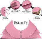 Bstorify Square Scrapbook Photo Albums 80 Pages Pink Thick Paper, Ribbon Closure - Image 3