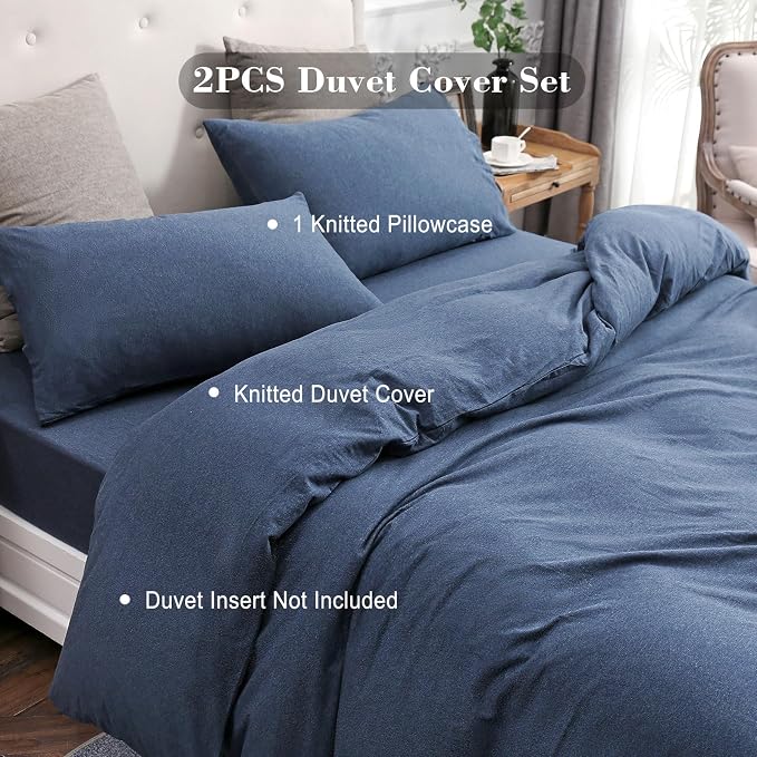PURE ERA Jersey Knit Duvet Cover Set 100% T-Shirt Cotton Super Soft Comfy 2pc - Image 4